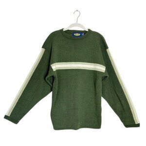 Vintage Utility Men's Y2K Striped Crewneck Sweater in Green - Sz S